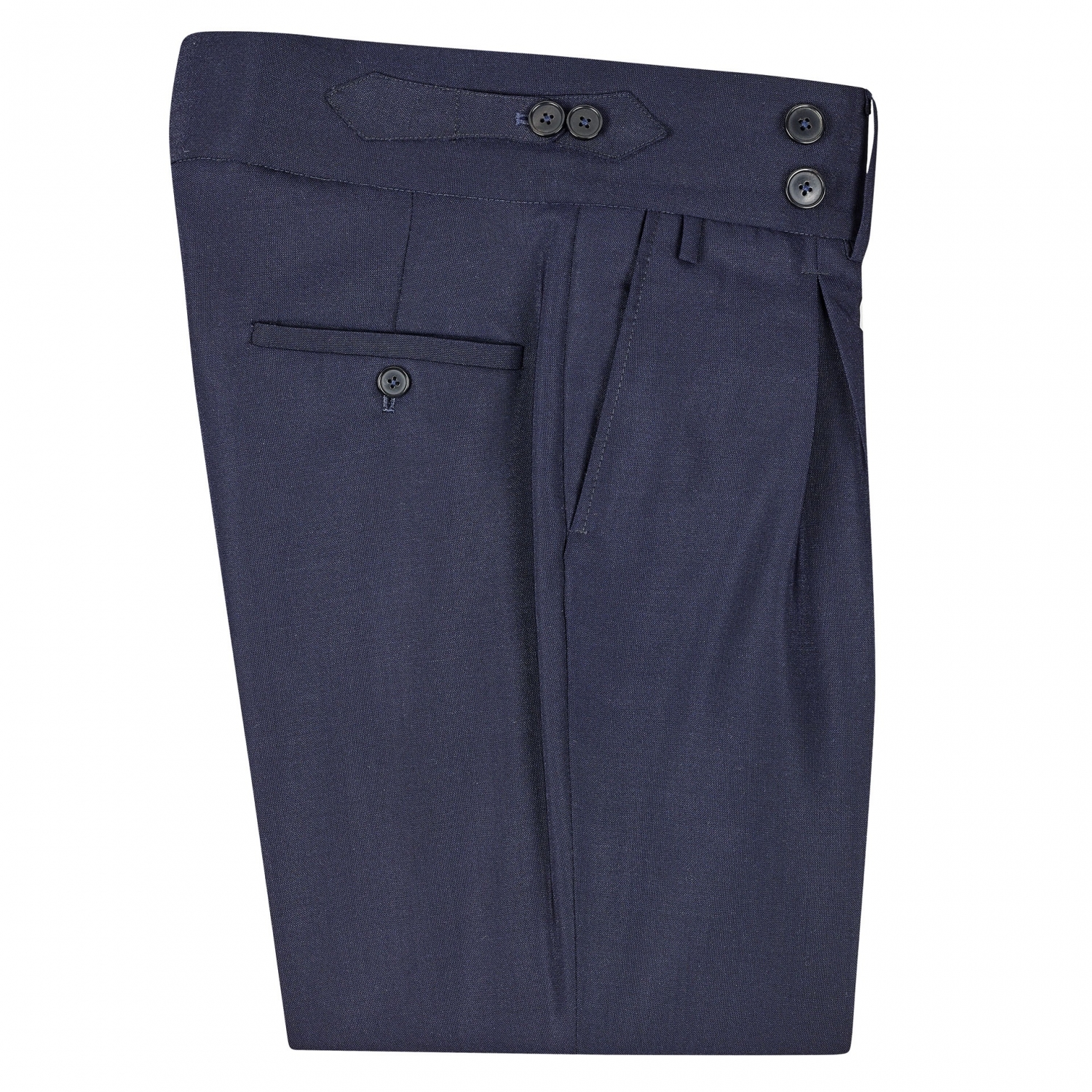 SSM9 - Pantalon bleu marine taille haute - 56% Mohair Karoo 44% laine léger 290g/m² Loro Piana