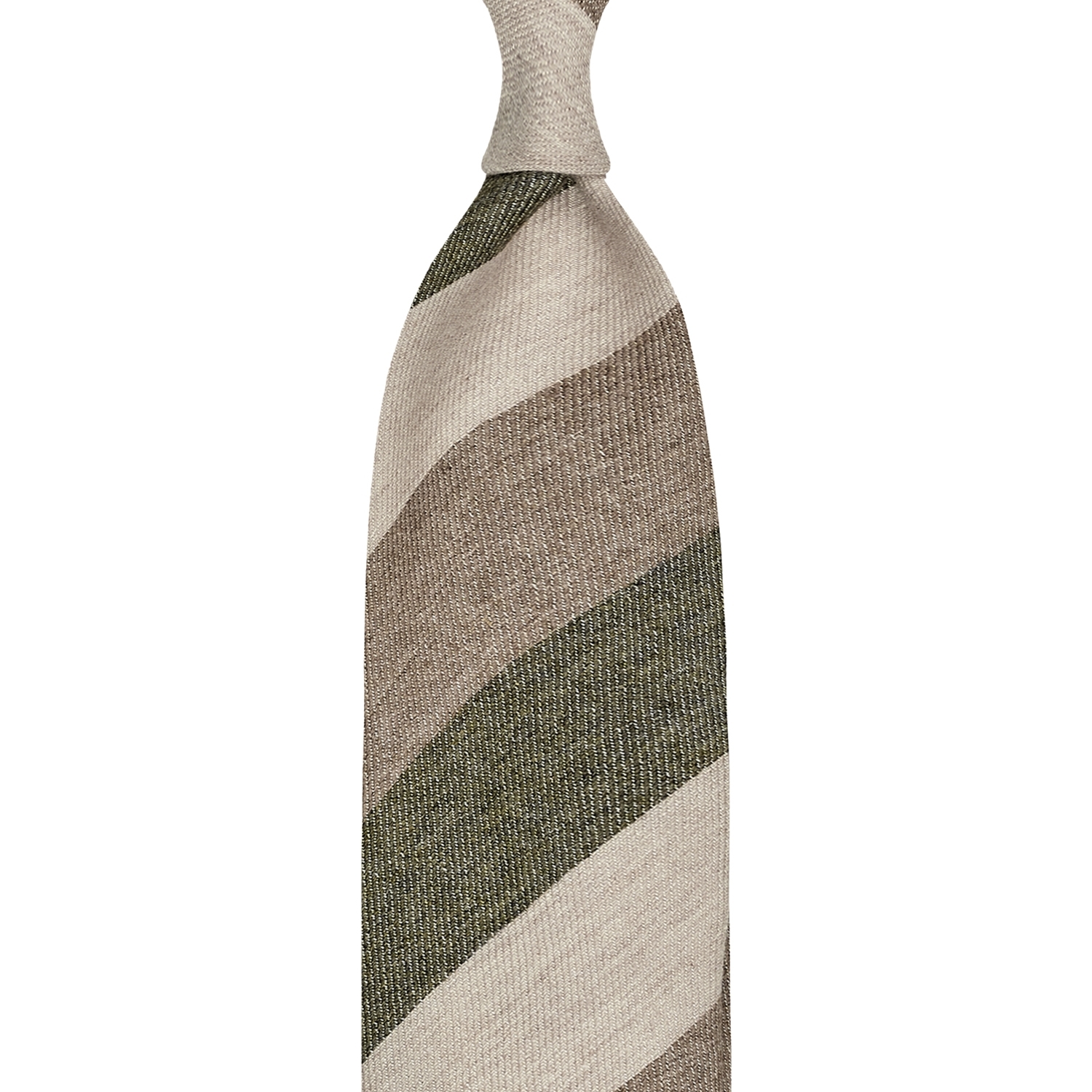 cravate rayée en cachemire – crème / cappucino / vert crocodile