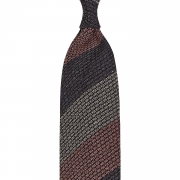 cravate rayée en grenadine de soie donegal – marron / cappucino / orange brûlé