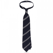 cravate rayée en grenadine de soie donegal – bleu marine / beige
