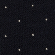 cravate à pois en grenadine de soie bleu marine / blanche