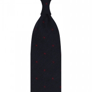 cravate à pois en grenadine de soie bleu marine / rouge