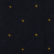 cravate à pois en grenadine de soie bleu marine / jaune