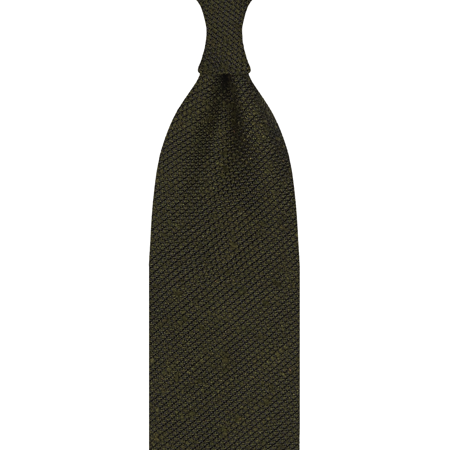 Cravate en grenadine de soie shantung vert armée, roulée à la main - 3 plis