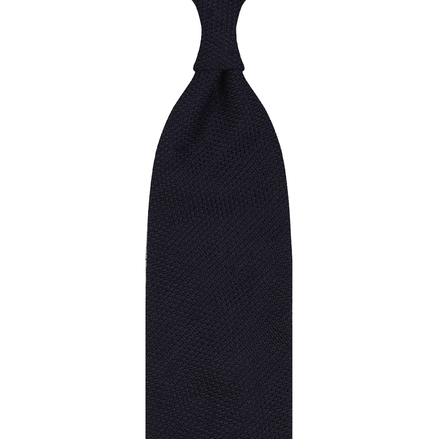 Cravate en grenadine de soie shantung bleu marine, roulée à la main - 3 plis