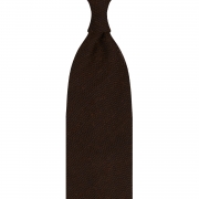 Cravate en grenadine de soie shantung marron, roulée à la main - 3 plis