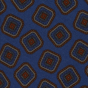 cravate en twill de soie bleu émeraude - motifs diamants imprimés à la main