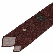 cravate en twill de soie rouge - motifs diamants imprimés à la main