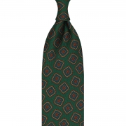cravate en twill de soie vert forêt - motifs diamants imprimés à la main