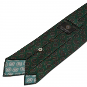 cravate en twill de soie vert forêt - motifs diamants imprimés à la main