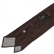 cravate en twill de soie marron - motifs diamants imprimés à la main