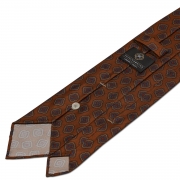 cravate en twill de soie orange brûlé - motifs diamants imprimés à la main