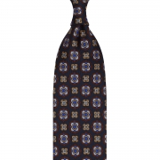 cravate à imprimé floral en twill de soie bleu marine