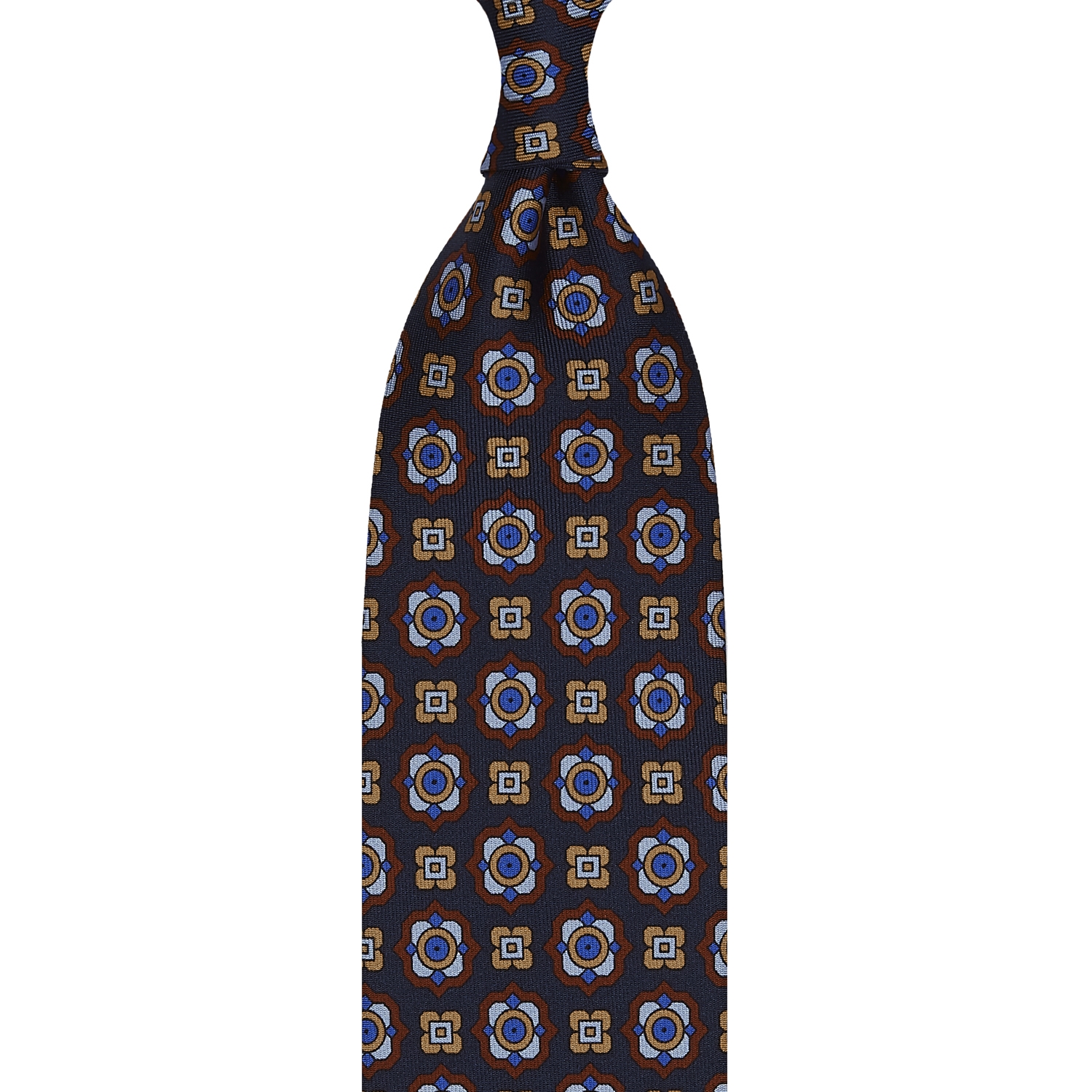 cravate à imprimé floral en twill de soie bleu marine