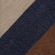 cravate à triple rayures en cachemire – marron fauve / Ivoire /Bleu Denim