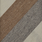 cravate à rayures larges en soie / lin / coton - Ivoire / Beige / Gris