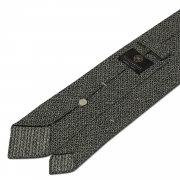 cravate classique non doublée en soie Tussah - vert / blanc moucheté