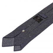 cravate classique non doublée en soie Tussah - bleu marine / blanc moucheté