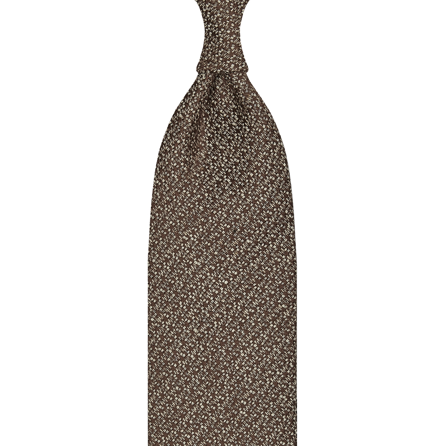 cravate classique non doublée en soie Tussah - marron / blanc moucheté