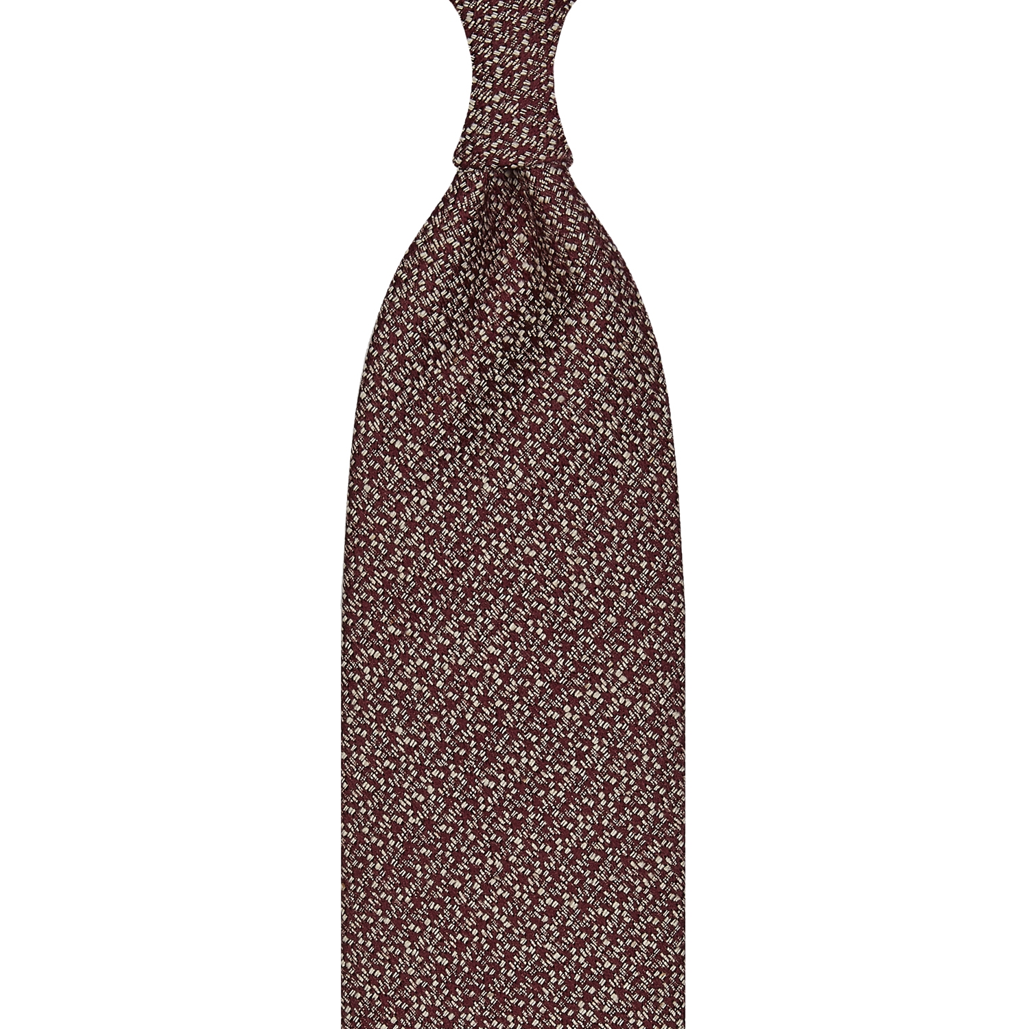 cravate classique non doublée en soie Tussah - bordeaux / blanc moucheté
