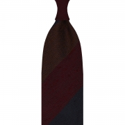 cravate rayée en grenadine de soie shantung – marron / bordeaux / bleu marine