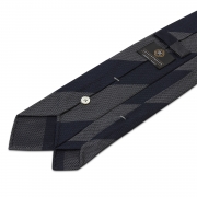 BLOCK STRIPE GRENADINE GARZA FINA TIE – GREY / NAVY