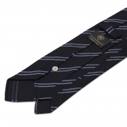 cravate à rayures en grenadine de soie garza grossa - bleu marine / bleu ciel