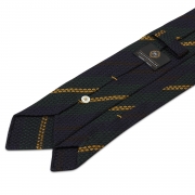 cravate à rayures multiples en grenadine de soie garza grossa - vert / moutarde / bleu marine / marron