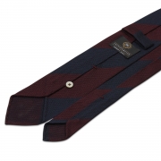 cravate à rayures en grenadine de soie garza fina bordeaux / bleue marine