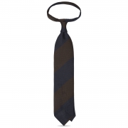 cravate à rayures en grenadine de soie garza fina marron / bleue marine