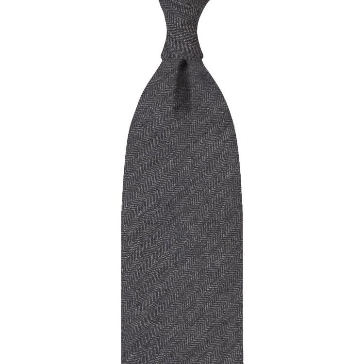 cravate à chevrons en cachemire gris