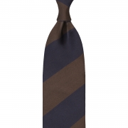 cravate en jacquard de soie - Bleu Marine / Marron