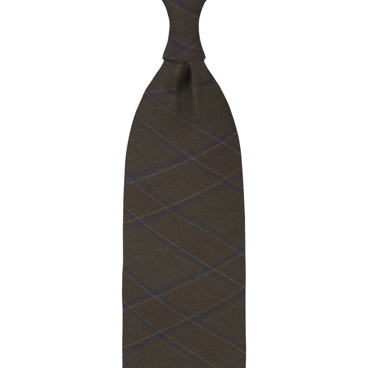Cravate en laine à motif Prince de Galles - Marron / Bleu Marine