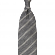 cravate à rayures en grenadine - Grise / Beige