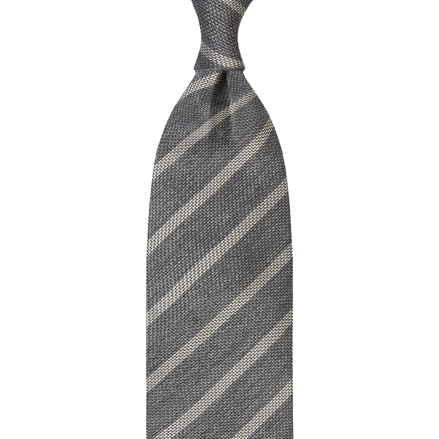 cravate à rayures en grenadine - Grise / Beige