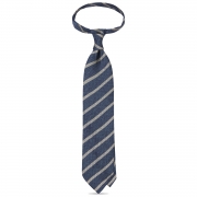 cravate à rayures en grenadine - Bleu de Prusse / Beige