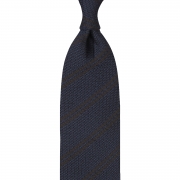 cravate à rayures en grenadine de soie garza grossa - bleu marine / marron