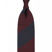 cravate à rayures en grenadine de soie garza fina bordeaux / bleue marine