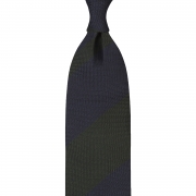 cravate à rayures en grenadine de soie garza fina vert forêt / bleue marine