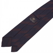Triple Stripe Shantung Grenadine Handrolled Tie - Navy & Brown