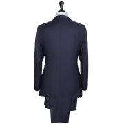 SSM15 – SOLID NAVY SINGLE BREASTED TWO PIECE NEAPOLITAN SUIT – 260 GR/MT – 100% PIACENZA ETHOS SUPER 170’S & SILK WOOL FABRIC