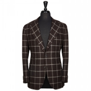 SSM13 – Veste droite napolitaine à grands carreaux marrons/beige – 45% laine, 42% cotton et 14% PA Solbiati 330 g/m2