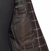 SSM13 – Veste droite napolitaine à grands carreaux marrons/beige – 45% laine, 42% cotton et 14% PA Solbiati 330 g/m2