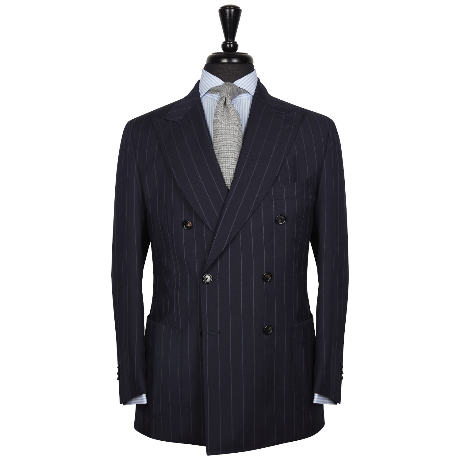 SSM16 – NAVY CHALKSTRIPE DOUBLE BREASTED TWO PIECE NEAPOLITAN SUIT