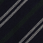 Cravate à rayures en grenadine shantung – Bleu marine / Vert / Beige