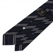 Cravate à rayures en grenadine shantung – Bleu marine / Vert / Beige