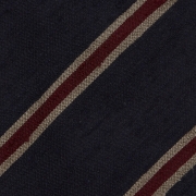 Cravate à rayures club en grenadine shantung – Bleu marine / Beige / Bordeaux