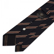 Cravate à rayures club en grenadine shantung – Bleu marine / Beige / Bordeaux