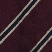 Cravate à rayures club en grenadine shantung – Bordeaux / Beige / Bleu Marine