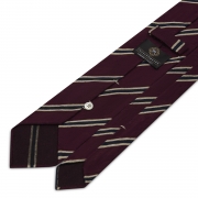 Cravate à rayures club en grenadine shantung – Bordeaux / Beige / Bleu Marine